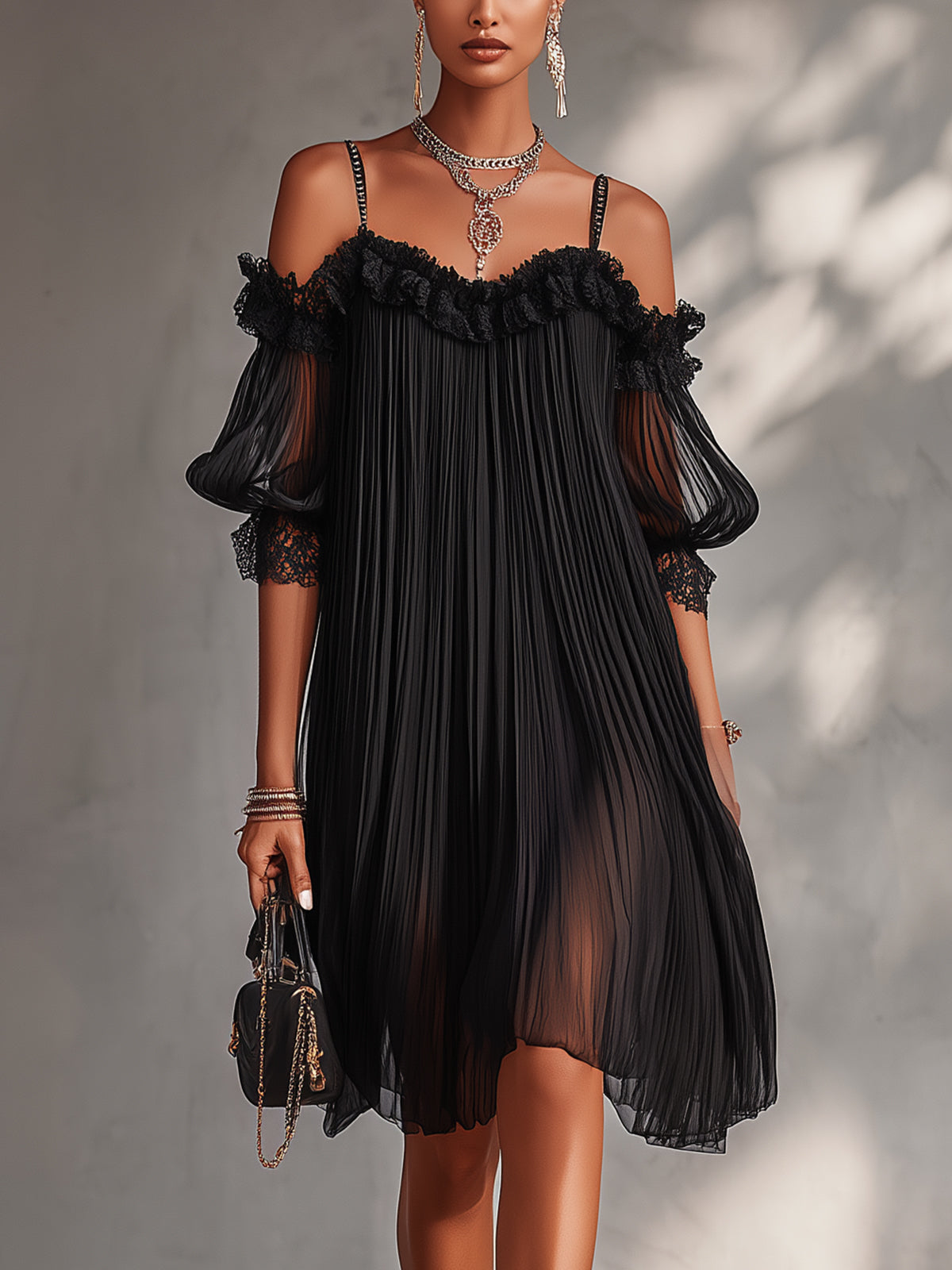 Coral London | Charlotte Lace Trim Cold Shoulder Dress