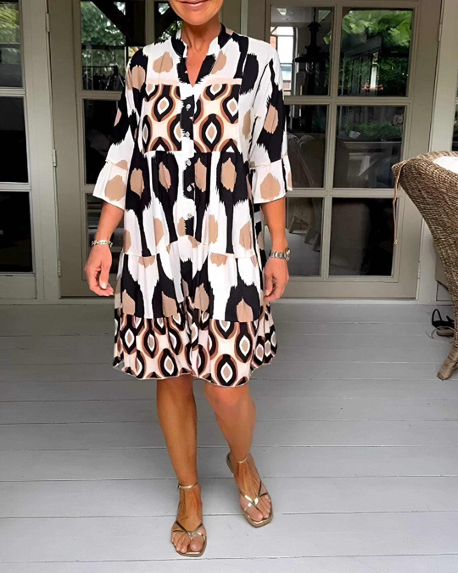Parker™ | Geometric Tiered Midi Dress