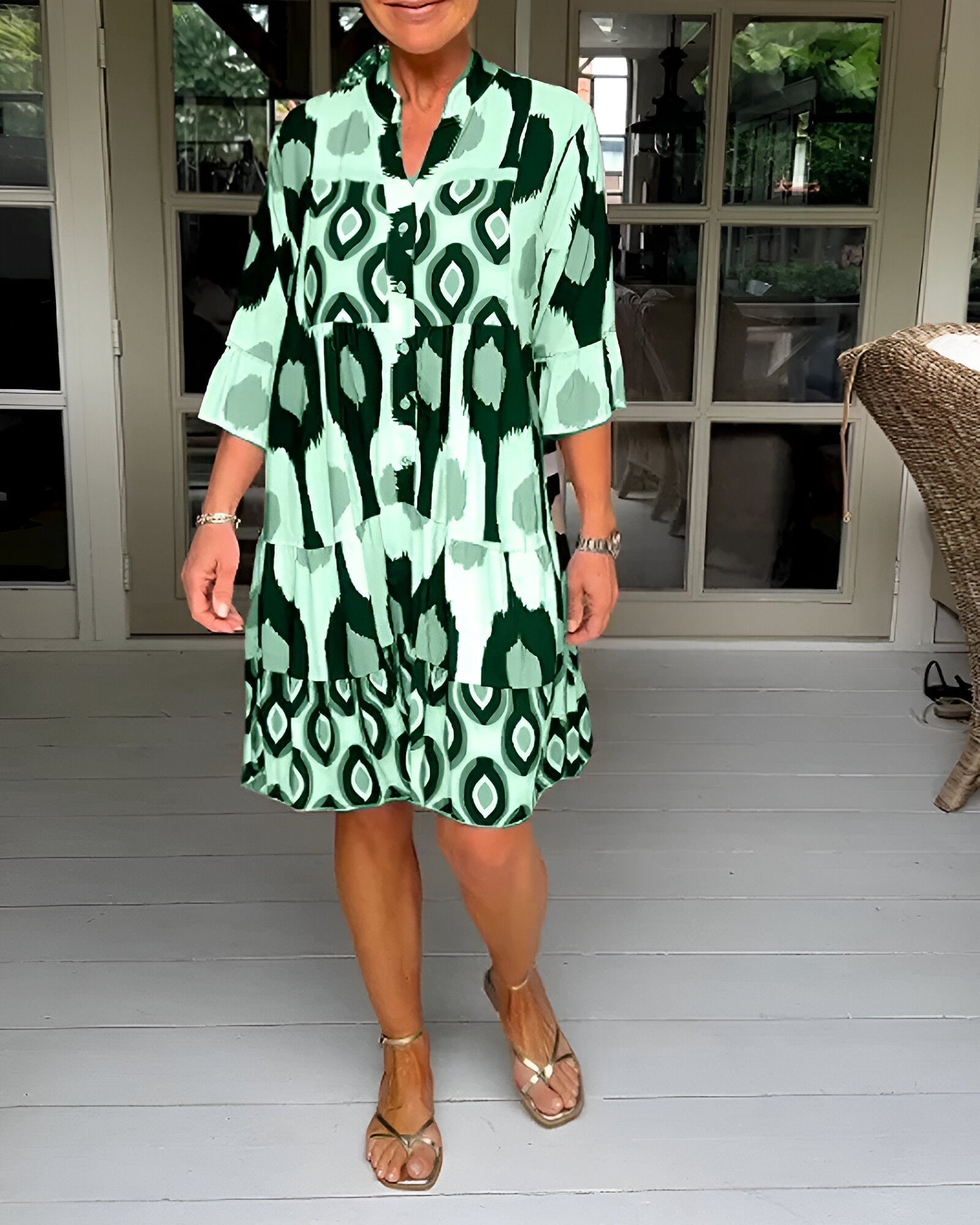 Parker™ | Geometric Tiered Midi Dress