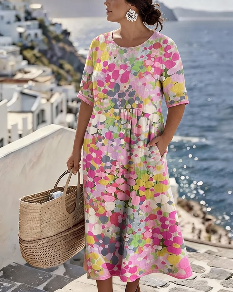 ELENA™ - ELEGANT FLORAL SUMMER MIDI DRESS