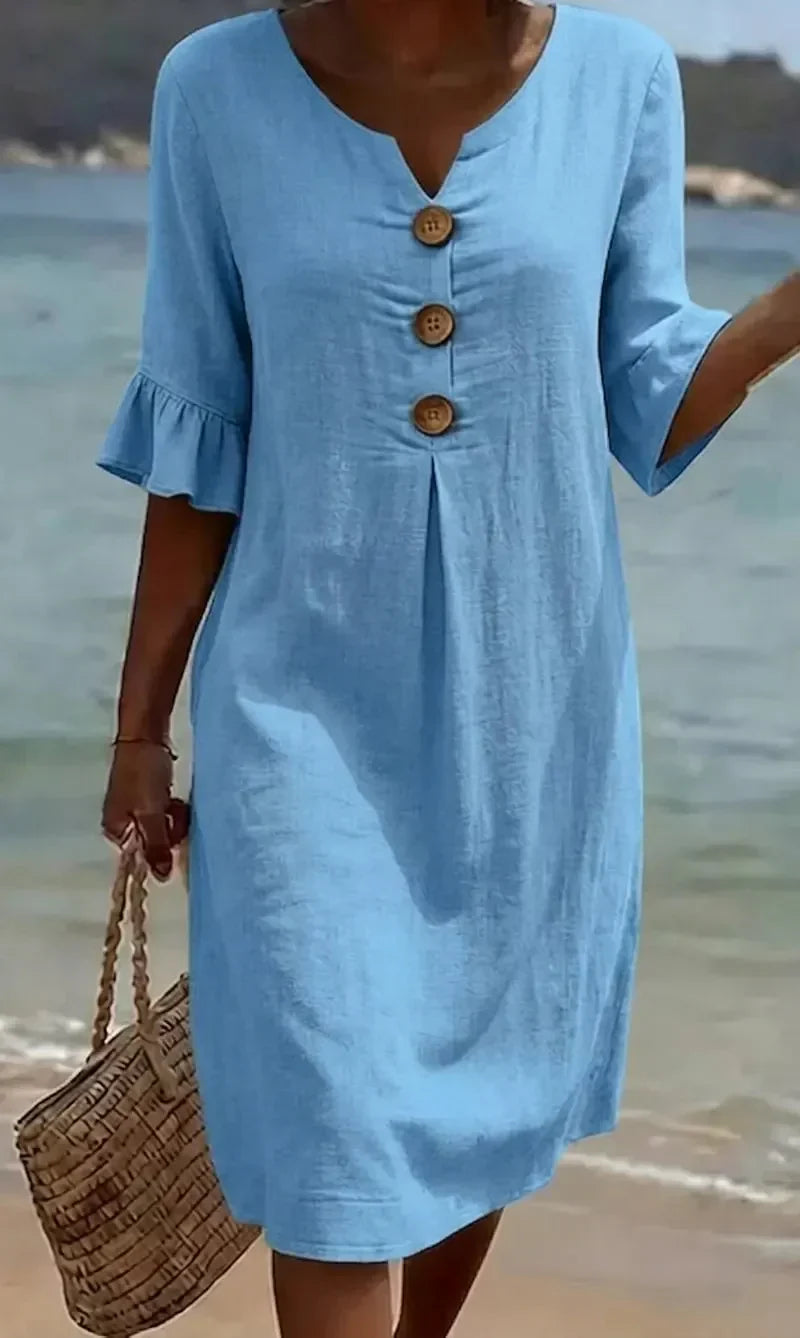 Naomi | Shift Dress with Puff Sleeves
