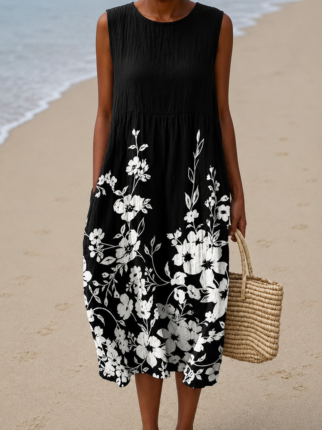 Chloe | Sleeveless Printed Midi Dress