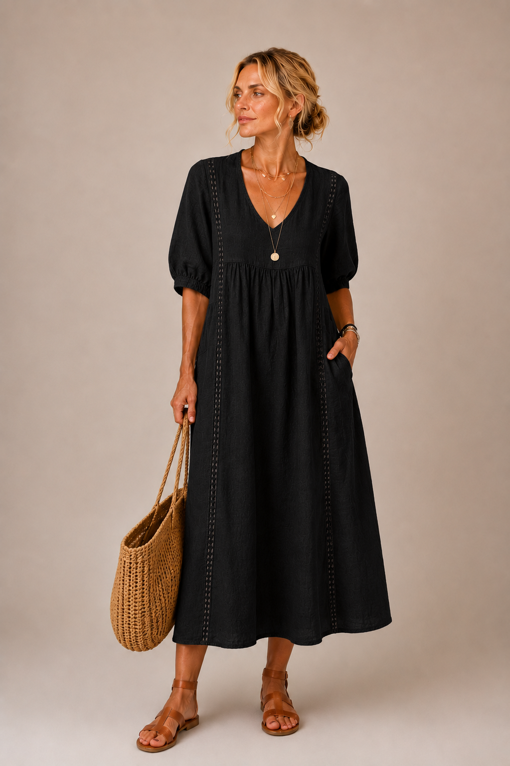 Madelon | Lace Linen Dress