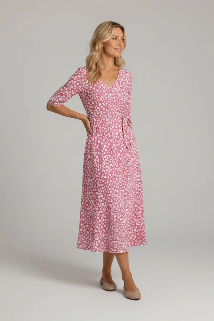 Annie| Elegant Tummy-Flattering Polka Dot Midi Dress