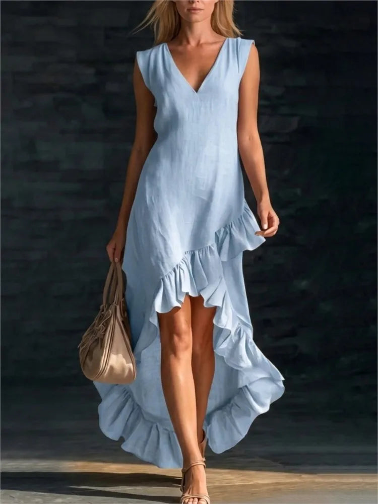 ROWAN | Sleeveless Maxi Dress with Ruffle Hem
