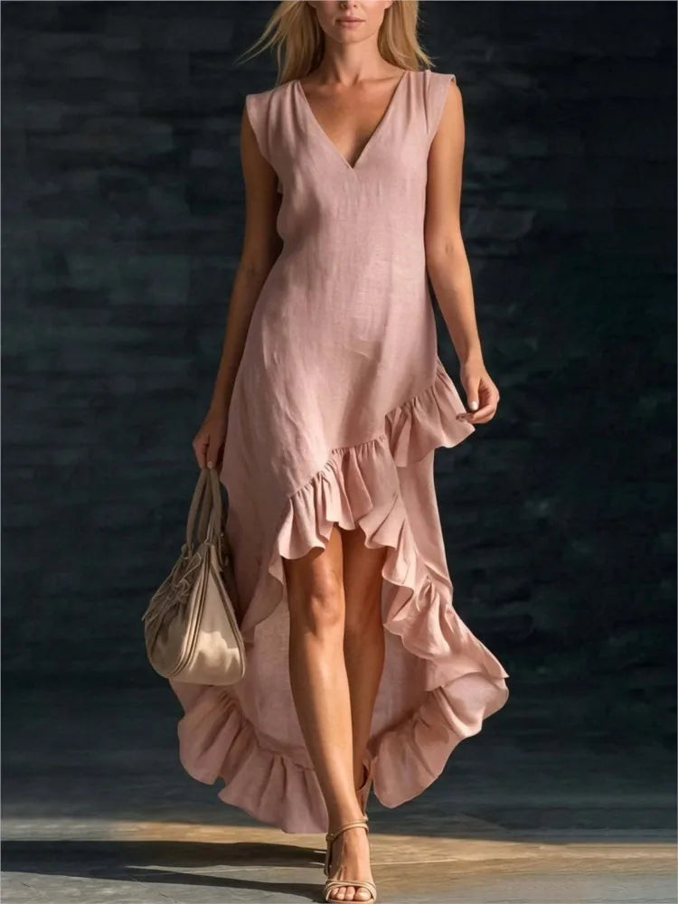 ROWAN | Sleeveless Maxi Dress with Ruffle Hem