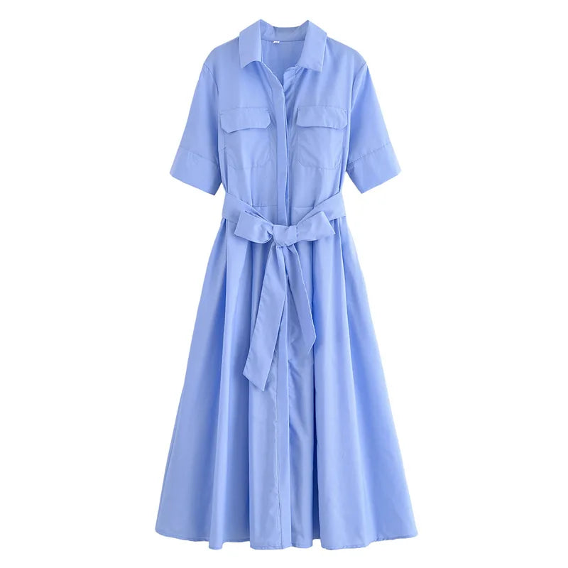 Margot | Short Sleeve Pocket Shirt Dress