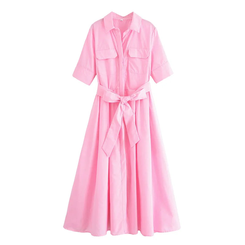 Margot | Short Sleeve Pocket Shirt Dress