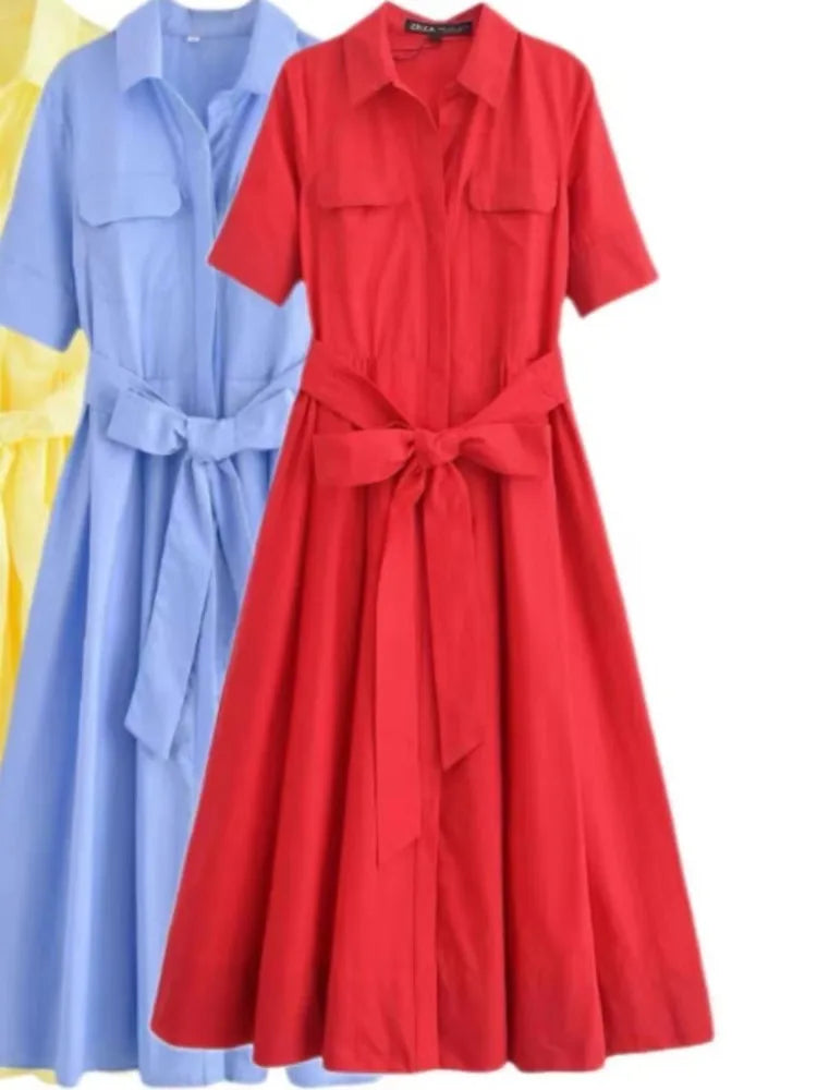 Margot | Short Sleeve Pocket Shirt Dress