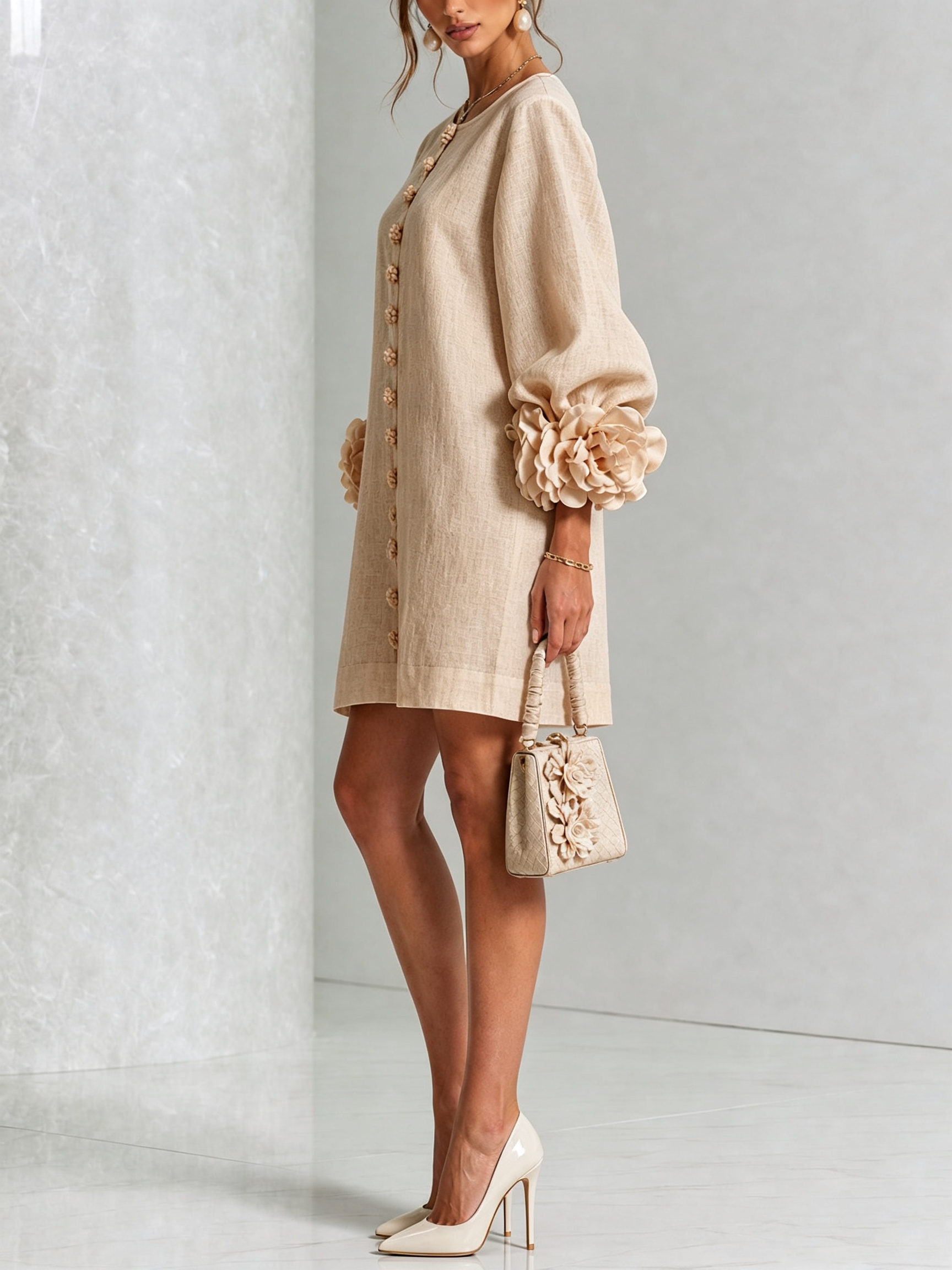 Coral London | Amelia Floral Statement Sleeve Mini Dress