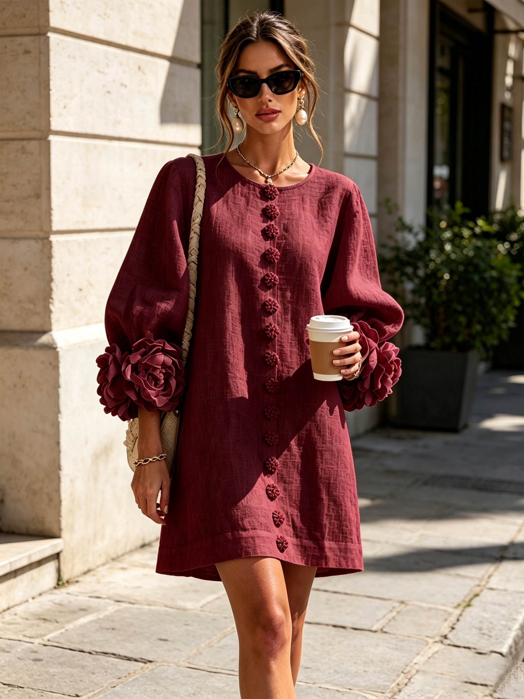 Coral London | Amelia Floral Statement Sleeve Mini Dress