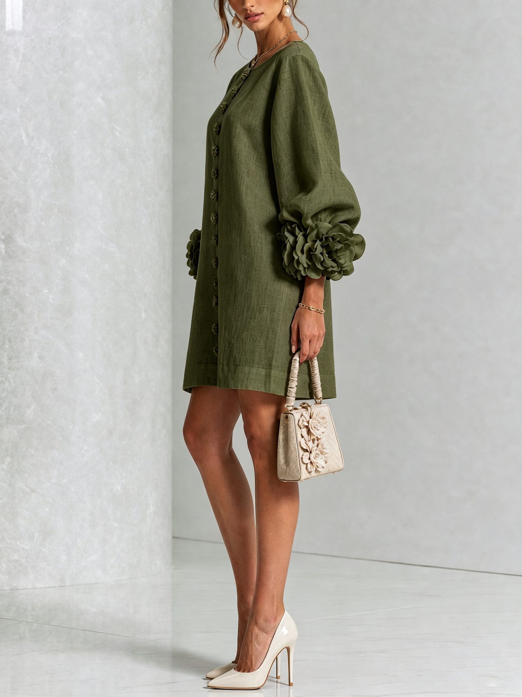 Coral London | Amelia Floral Statement Sleeve Mini Dress