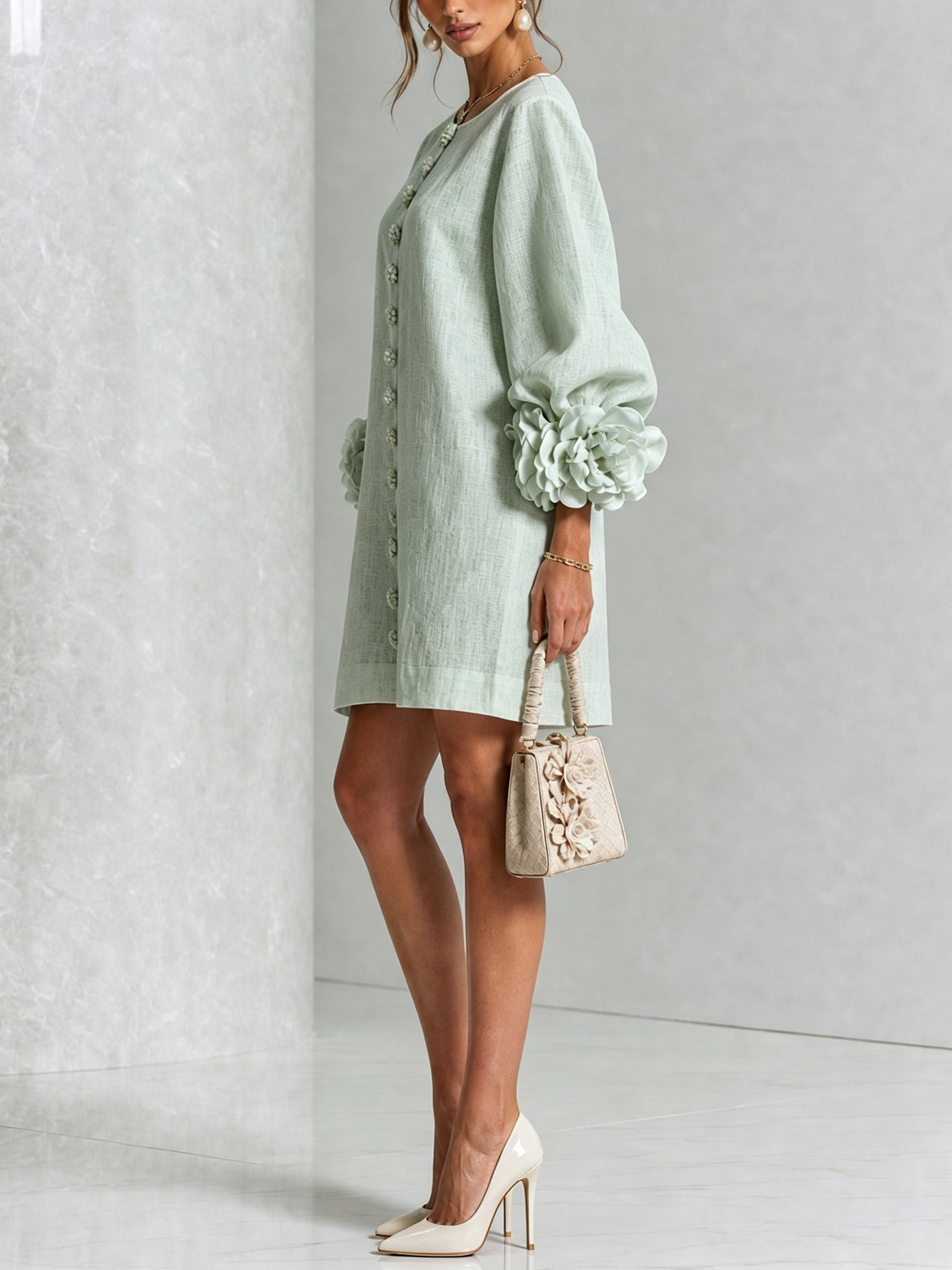Coral London | Amelia Floral Statement Sleeve Mini Dress