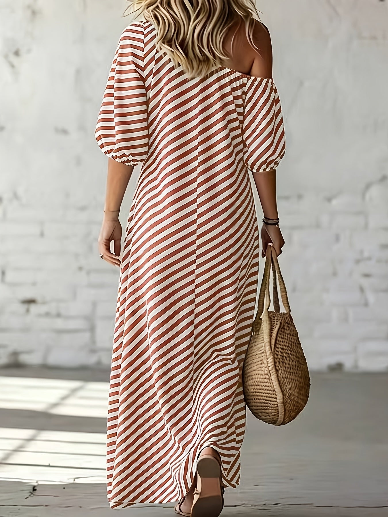 Delphine | Asymmetric Striped Maxi Dress